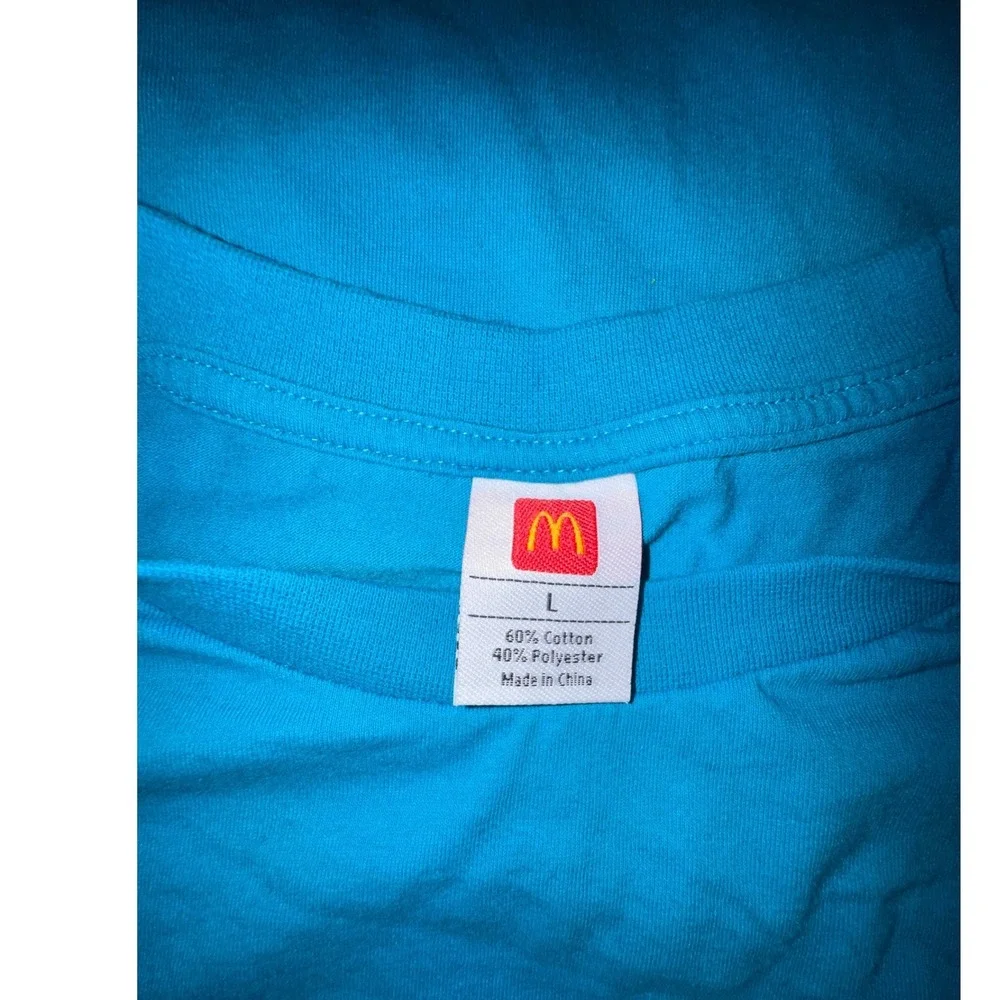 McDonalds French Fries Graphic T-Shirt Blue Short Sleeve Crewneck Large
